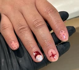 Gonk nail art on BIAB in rayleigh