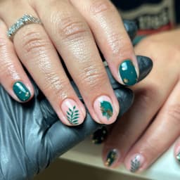 BIAB nails with complex nail art available at my nail salon in Rayleigh