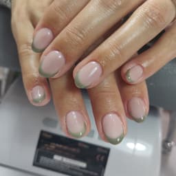 Builder infill with French tip silver nail art